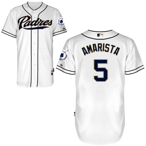 Alexi Amarista #5 MLB Jersey-San Diego Padres Men's Authentic Home White Cool Base Baseball Jersey